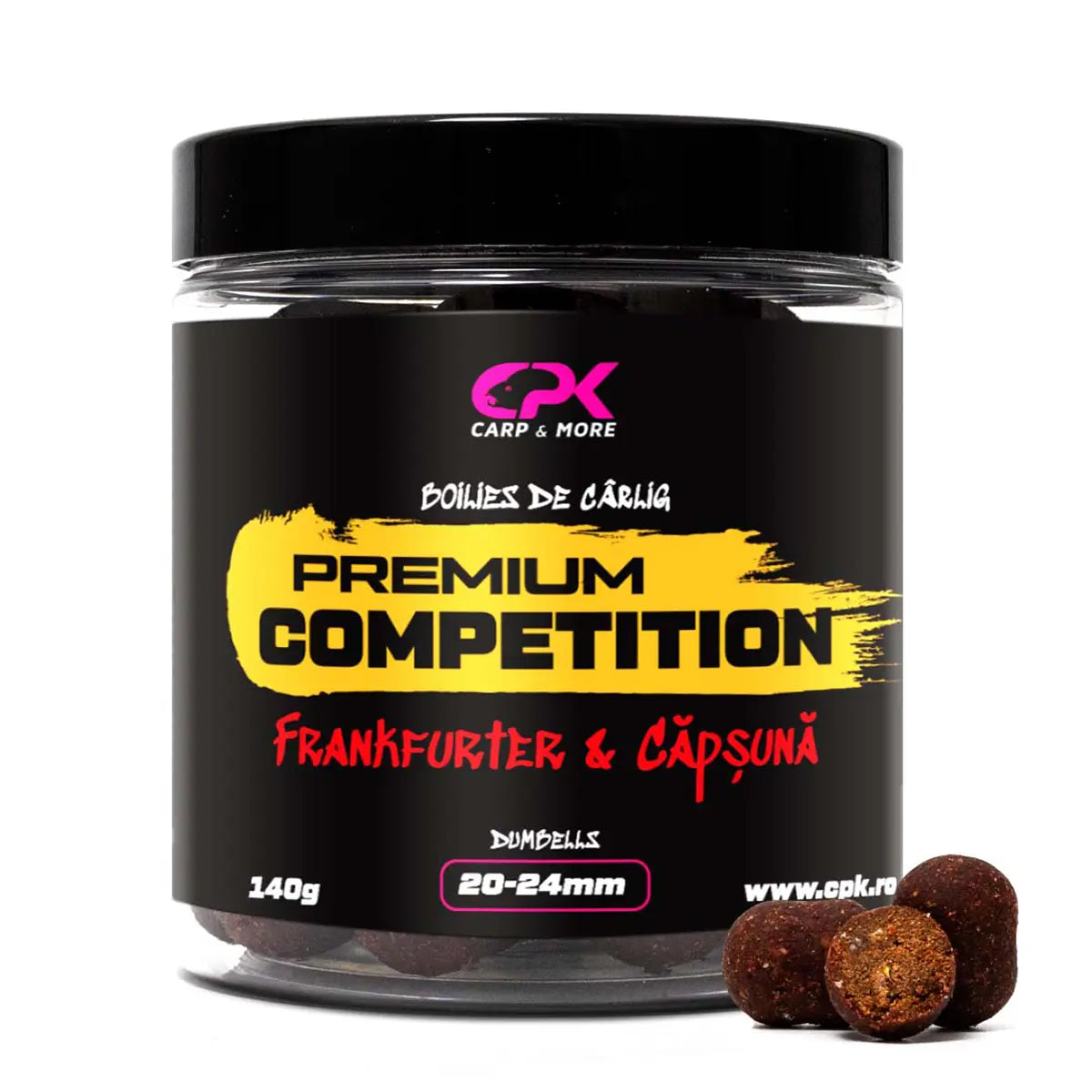 CPK BOILIES CARLIG OS COMPETITION FRANKFURTER & CAPSUNA 20 & 24mm 140g DUMBELLS