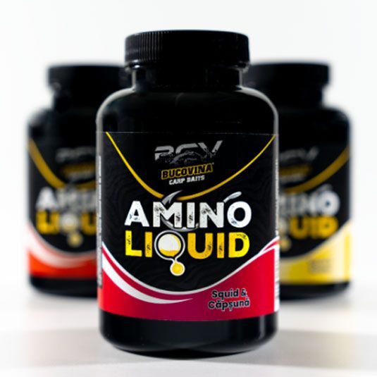 Aditiv lichid Bucovina Baits Amino Liquid Squid Capsuna 250ml