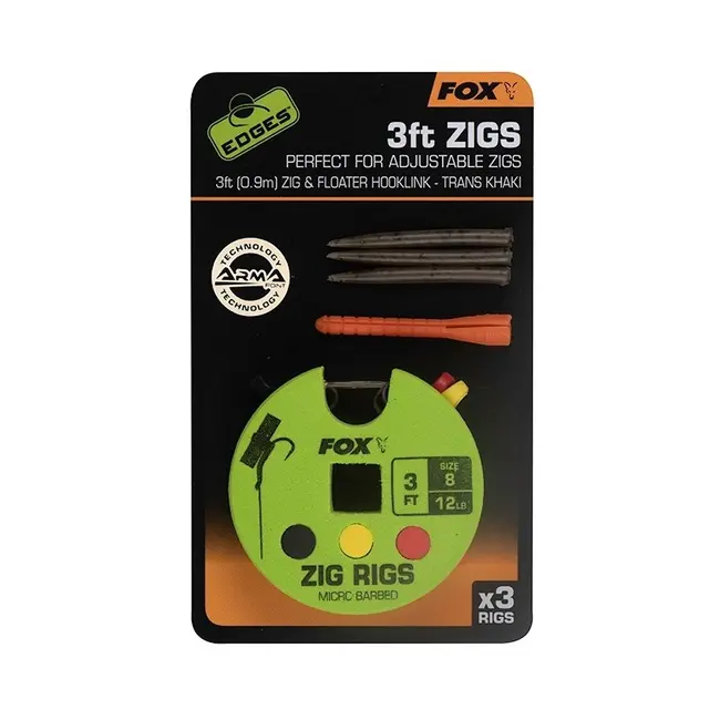 Monturi FOX Edges Zig Rigs, 3buc/disc, Nr.8 3ft - 91cm