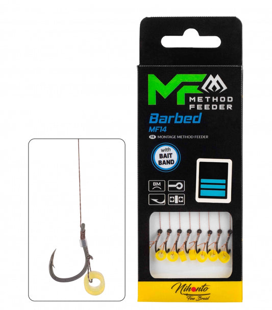 Carlige legate Mikado Method Feeder Rig Barbed with Bait Band Nr.12