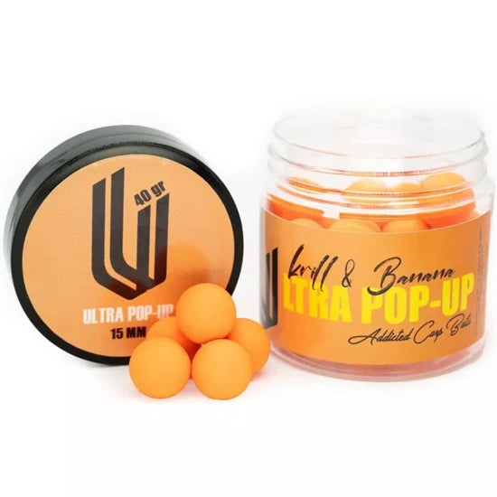 Ultra Pop Up Addicted Carp Baits Krill & Banana, 15mm, 40g