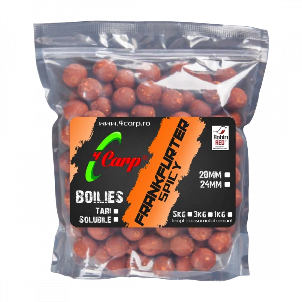 Boilies Solubil 4Carp Frankfurter Spicy, 1kg 20mm