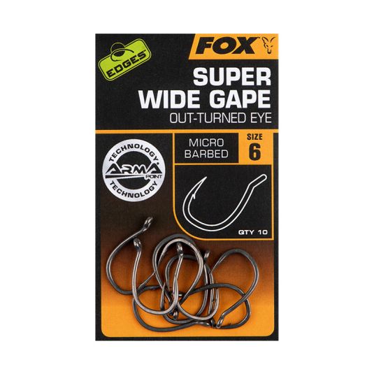 Carlige Fox Edges Super Wide Gape Out-Turned Eye Barbed, Nr.6