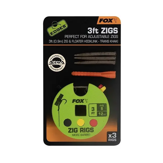 Monturi FOX Edges Zig Rigs, 3buc/disc, Nr.8 3ft - 91cm