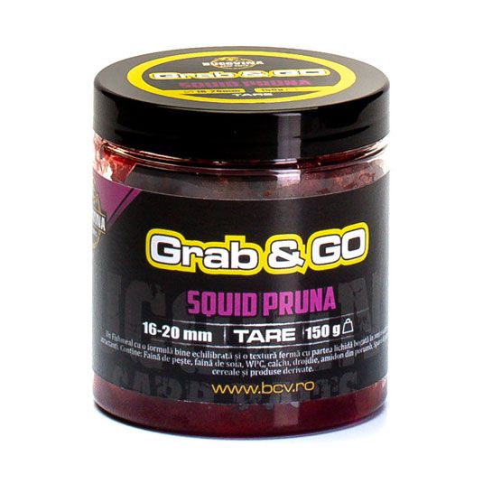 Boilies Bucovina Carp Baits Grab and GO Squid Pruna, Solubil 16-20mm, 150g