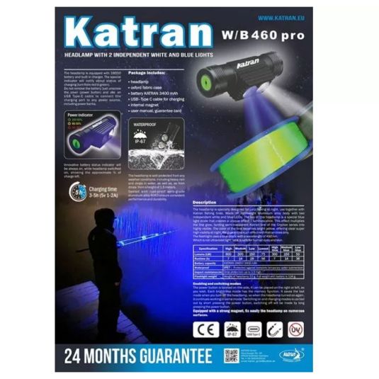 Lanterna de cap Katran W/B 460 Pro